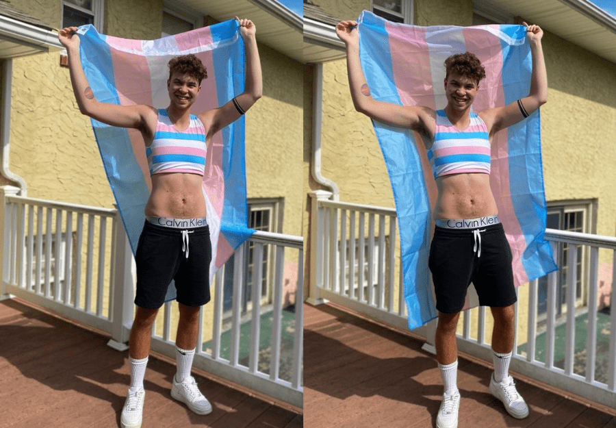 Customer photo with the Transgender Pride Flag