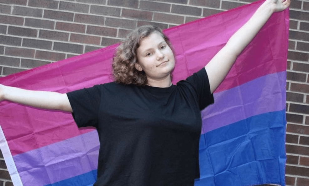 Customer photo with the Bisexual Pride Flag