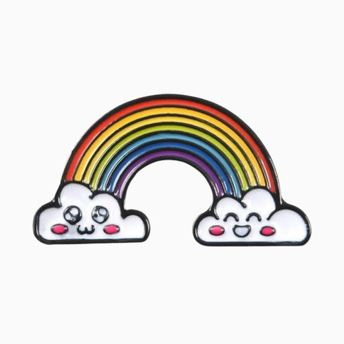 Happy Rainbow Clouds Pin