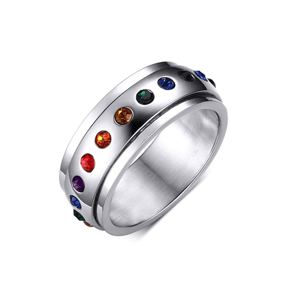 Crystal Rainbow Pride Ring