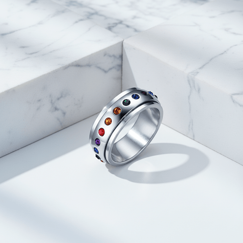 Crystal Rainbow Pride Ring