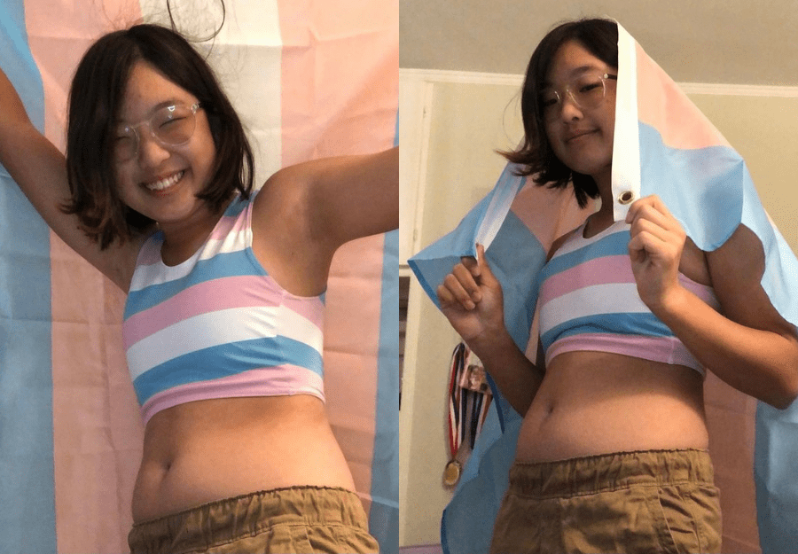 Customer photo with the Transgender Pride Flag