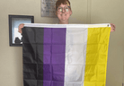 Customer photo with the Non-Binary Pride Flag