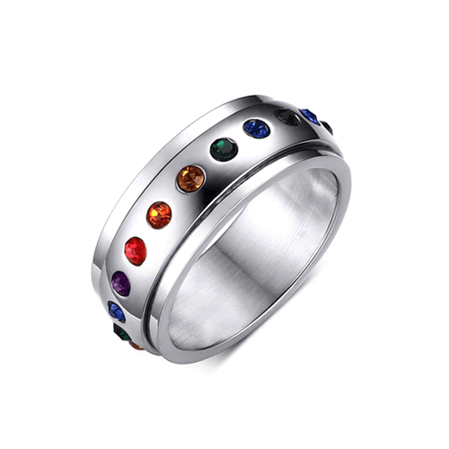 Crystal Rainbow Pride Ring