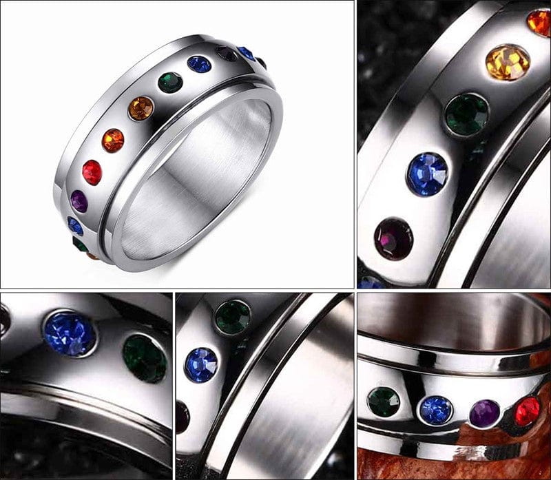 Crystal Rainbow Pride Ring