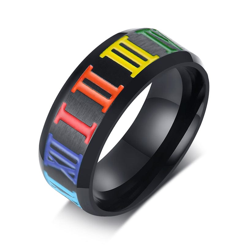 Roman Numerals Pride Ring