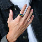 Carbon Rainbow Pride Ring