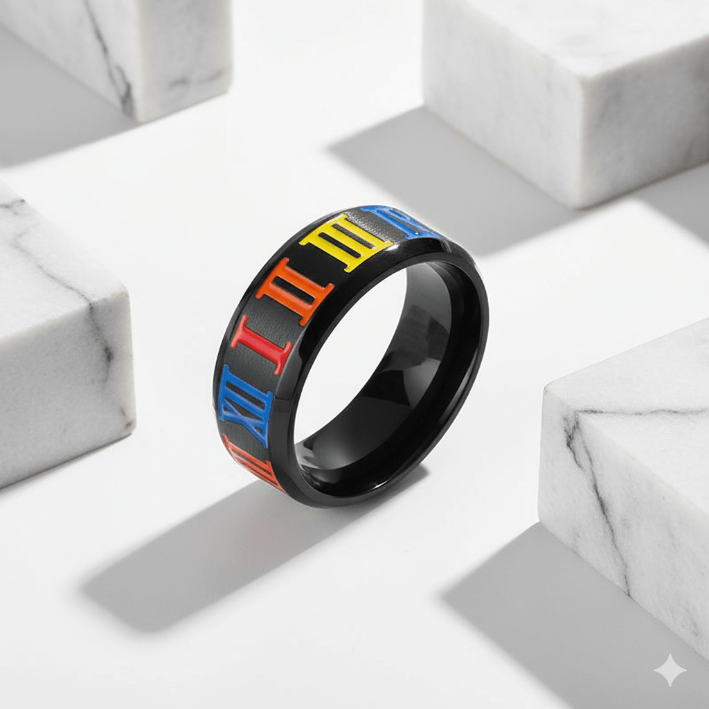 Roman Numerals Pride Ring