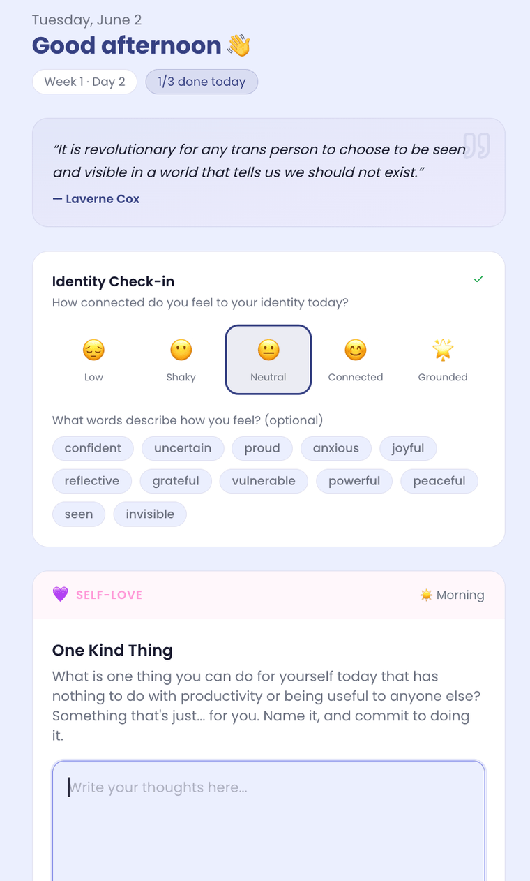 Identity Journal app screenshot