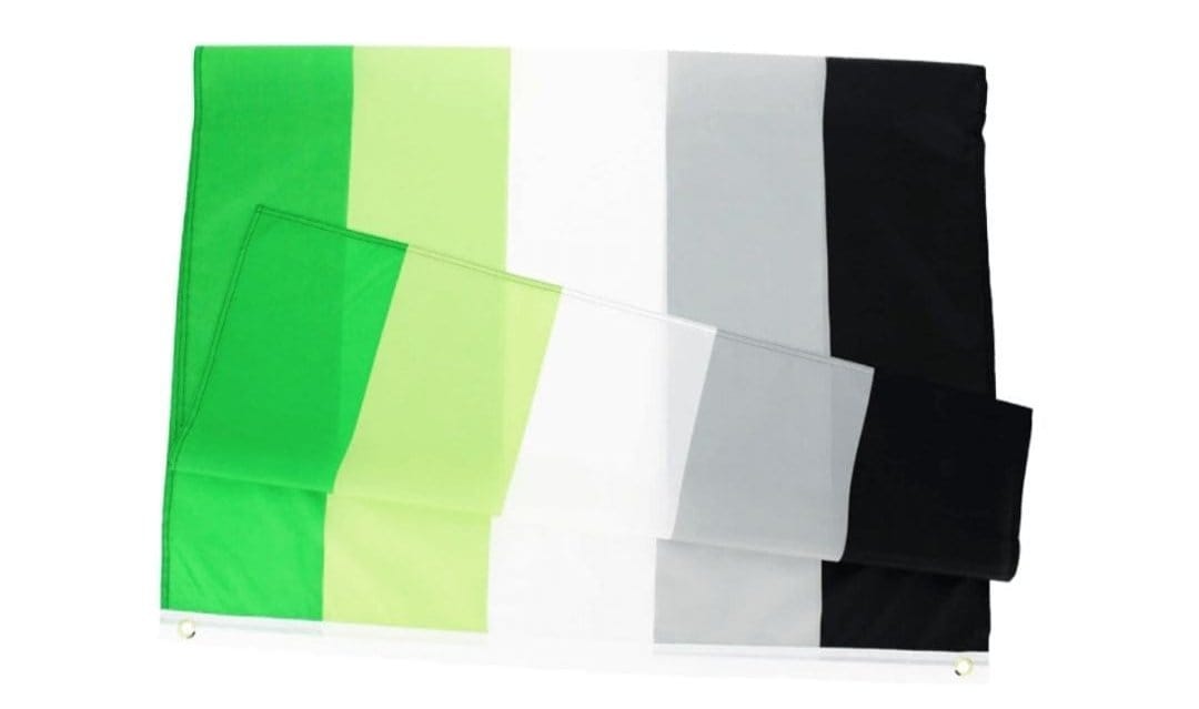 Aromantic Flag folded, showing fabric