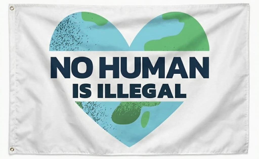 No Human is Illegal Flag, 3x5 ft