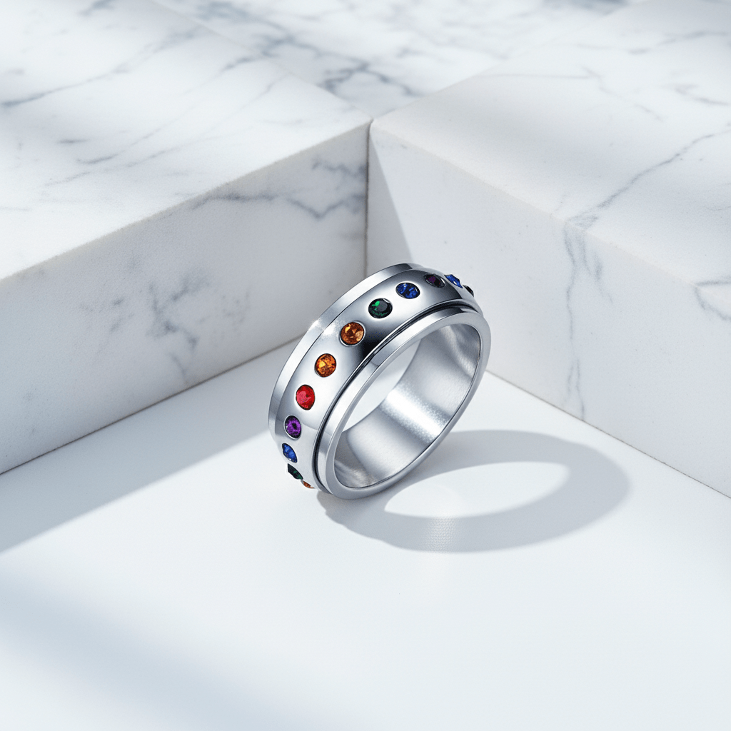Crystal Rainbow Pride Ring
