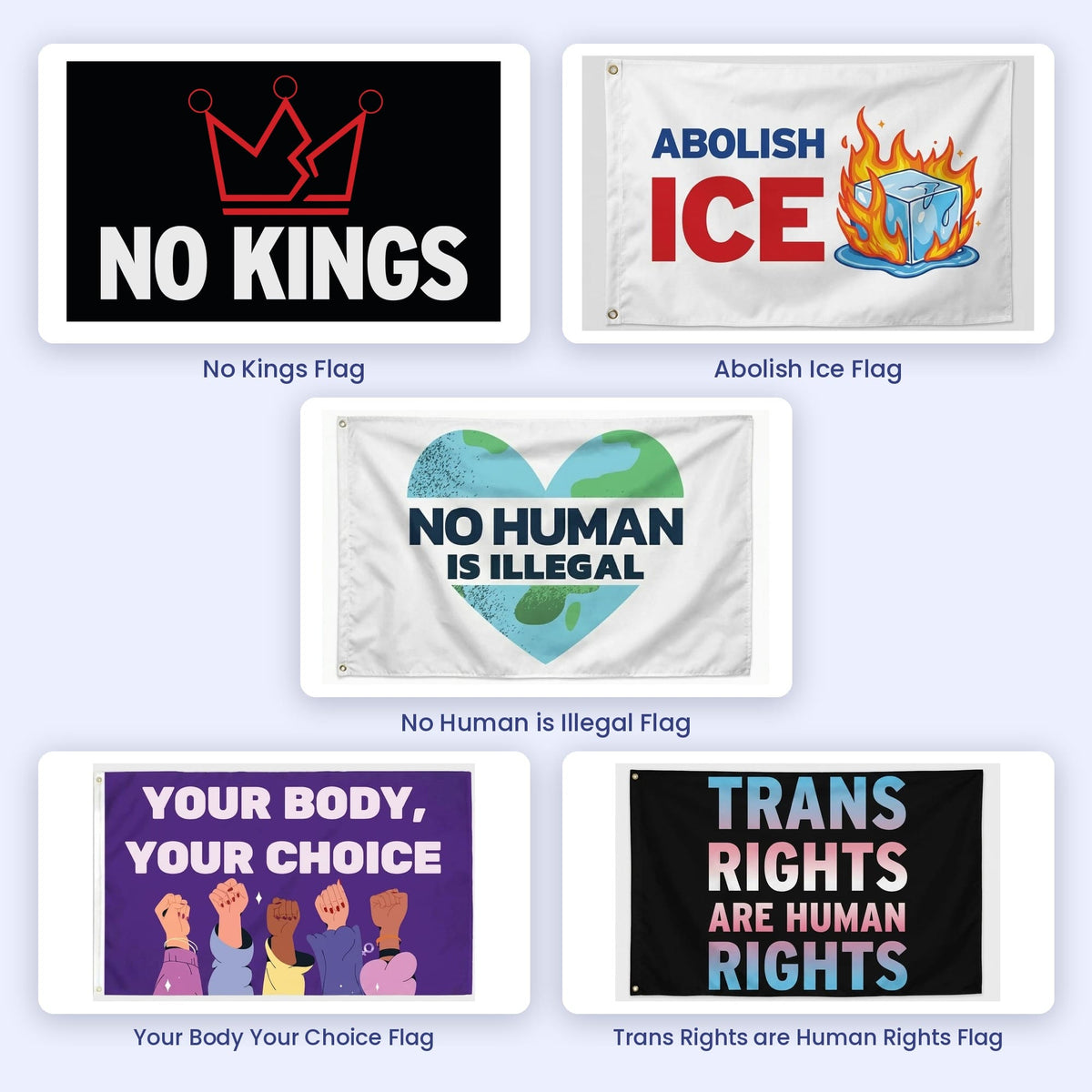 Full Resistance Flag Pack: five 3x5 ft protest flags
