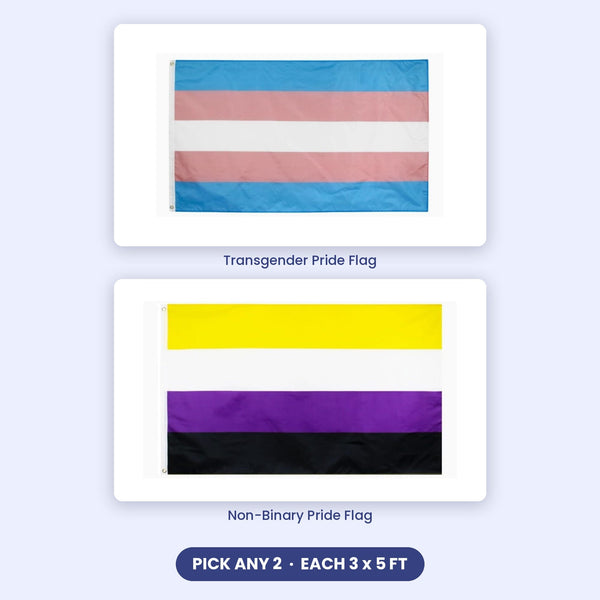 Household Flag Duo: two identity Pride flags, 3x5 ft each
