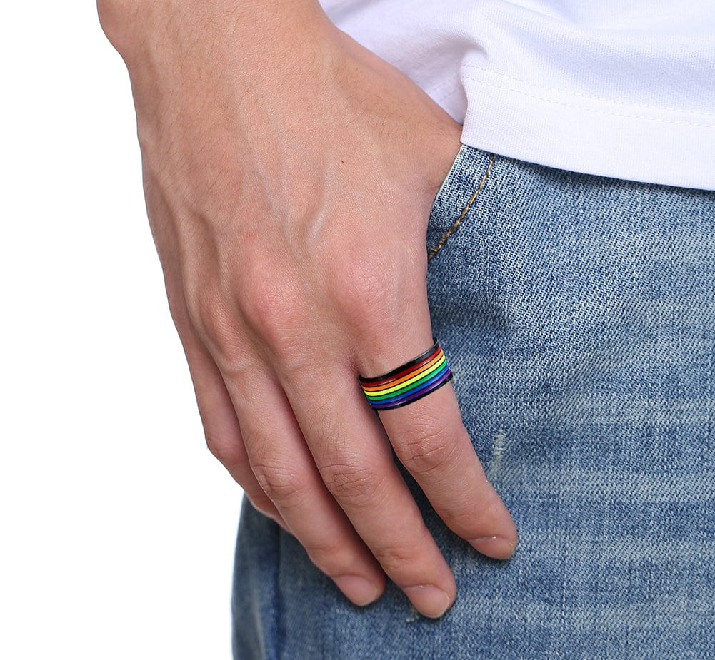 Carbon Rainbow Pride Ring