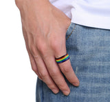 Carbon Rainbow Pride Ring