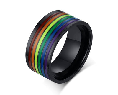 Carbon Rainbow Pride Ring